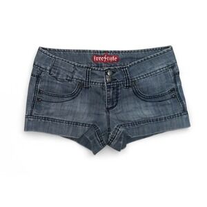 Y2K Freestyle Revolution Vintage Denim Micro Mini Shorts Size 9 Button Pocket